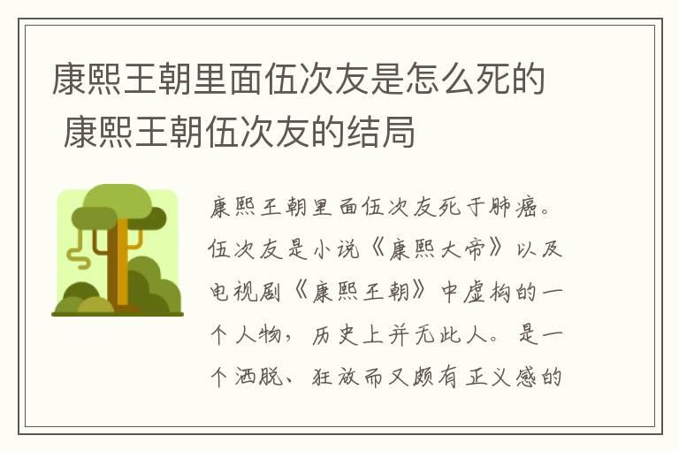 康熙王朝里面伍次友是怎么死的 康熙王朝伍次友的结局