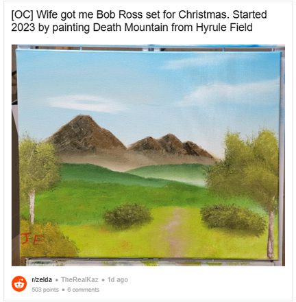 《塞尔达传说》粉丝利用「鲍伯罗斯绘画组」绘制《旷野之息》死亡之山与海拉鲁平原场景