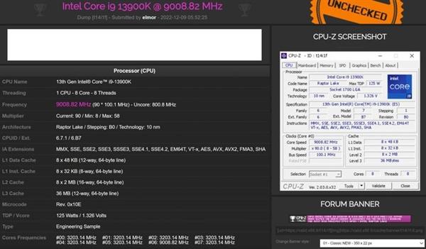 华硕的超频团队使用i9-13900k达到9GHz，夺得世界CPU超频第一位