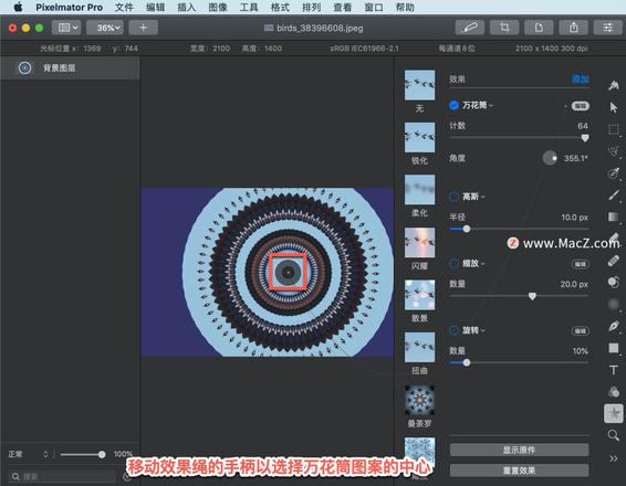 Pixelmator Pro?教程「121」，如何在 Pixelmator Pro?中应用万花筒效果？