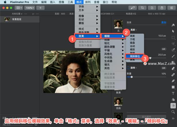 Pixelmator Pro?教程「103」，如何在 Pixelmator Pro?中应用倾斜移位模糊效果？