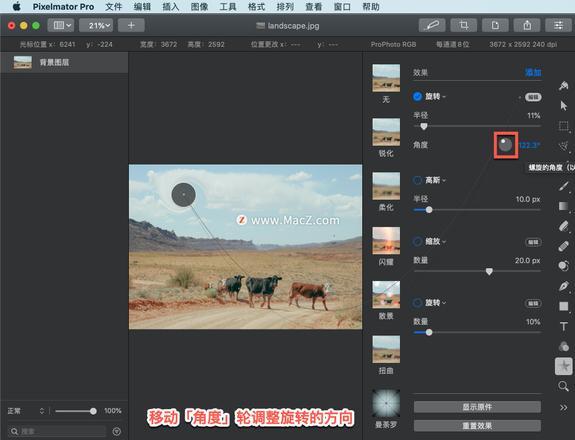 Pixelmator Pro?教程「108」，如何在 Pixelmator Pro?中应用旋转效果？