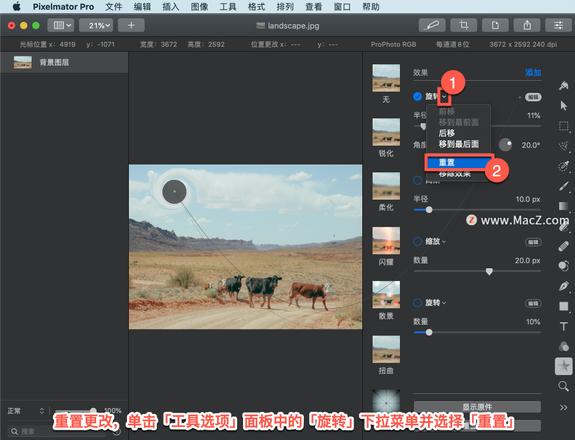 Pixelmator Pro?教程「108」，如何在 Pixelmator Pro?中应用旋转效果？