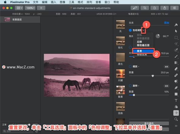 Pixelmator Pro?教程「115」，如何在 Pixelmator Pro?中应用色相调整效果？