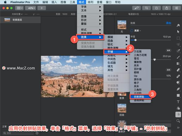 Pixelmator Pro?教程「130」，如何在 Pixelmator Pro?中应用仿射拼贴效果？