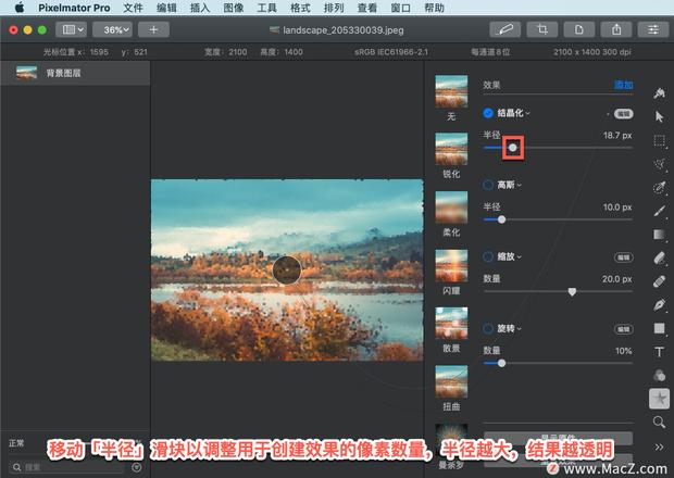 Pixelmator Pro?教程「138」，如何在 Pixelmator Pro?中应用?结晶化效果？