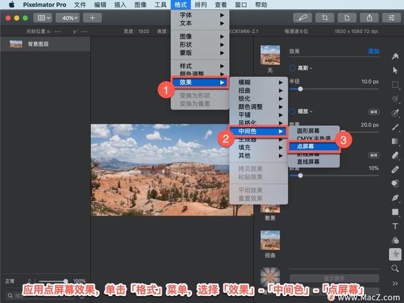 Pixelmator Pro?教程「144」，如何在 Pixelmator Pro?中应用点屏幕效果？