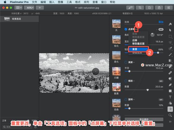 Pixelmator Pro?教程「144」，如何在 Pixelmator Pro?中应用点屏幕效果？