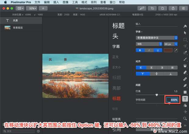 Pixelmator Pro?教程「167」，如何在 Pixelmator Pro?中调整字符间距？