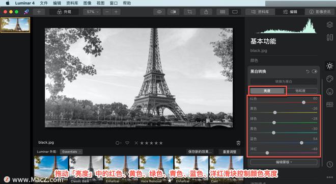 Luminar 4?教程「10」，如何在 Luminar 4 中?使用黑白转换工具？