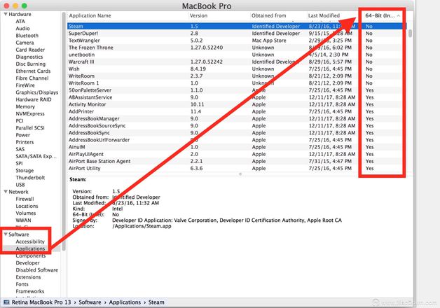 如何在Mac上查找所有32位应用程序