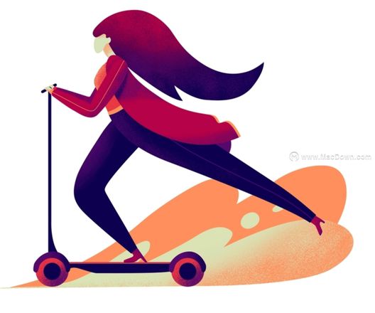 PS教程-用PS绘制滑板车插画