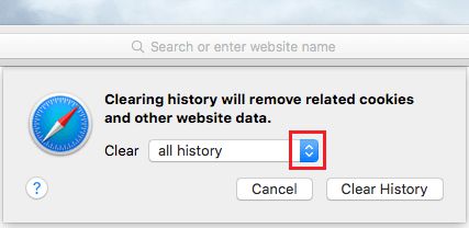 清除 Mac 上的 Safari 浏览历史弹出窗口