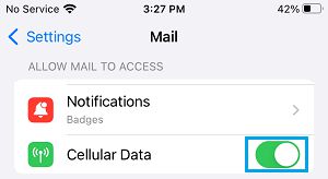 为 iPhone 邮件应用程序启用蜂窝数据