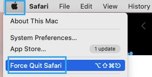 在 Mac 上强制退出 Safari 浏览器