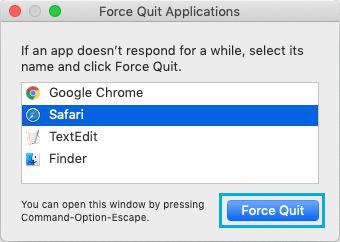 强制退出 Safari 浏览器