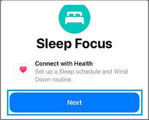 iPhone 睡眠焦点设置屏幕