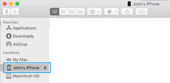 在 Mac 上的 Finder 中选择 iPhone