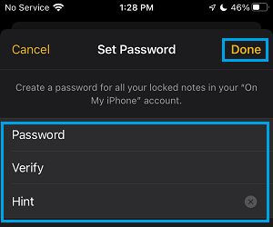 在 iPhone 上设置笔记密码