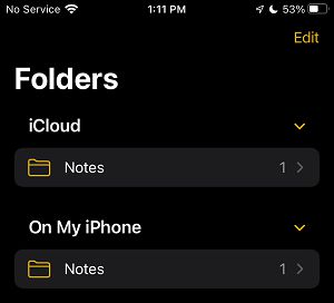 注意 iCloud 和我的 iPhone 上的文件夹