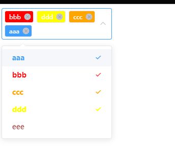 element-ui 中 el-select 组件 多选时，如何根据数据的属性自定义选中内容的背景颜色？