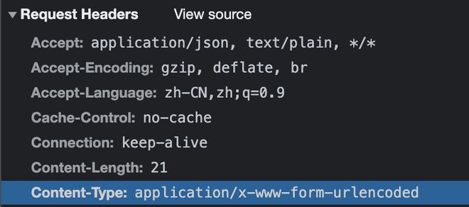 为什么改了请求头中 Content-Type 的请求格式为 application/x-www-form-urlencoded，但是请求的格式还是 application/json 格式的？