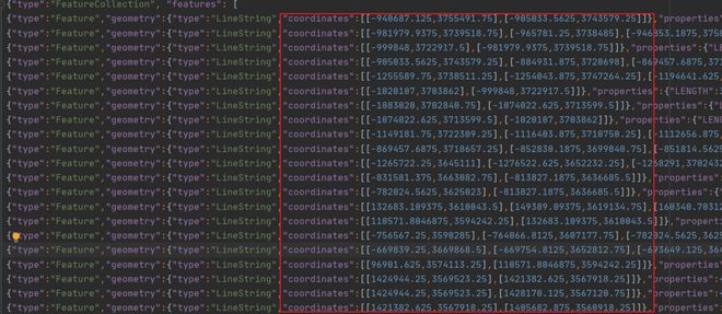 geoJSON LineString中coordinates的数据是坐标吗？