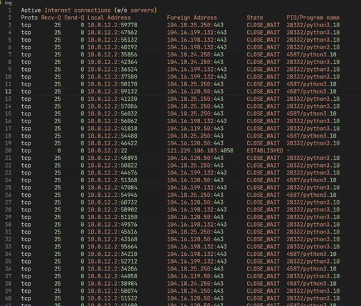 python使用aiohttp构建了一个web-api，使用uptimerobot进行状态监测的时候，出现了大量CLOSE-WAIT状态的链接，如何解决？