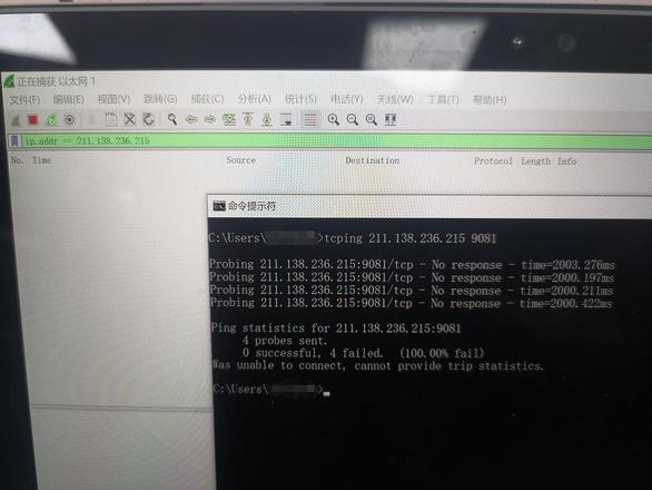 tcping地址之后，通过抓包软件抓不到数据包