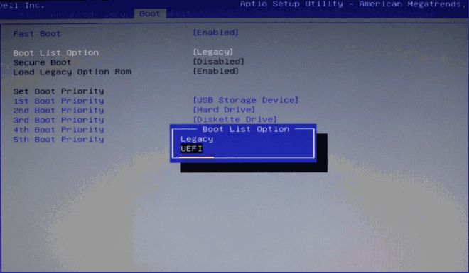 启用 UEFI 选项