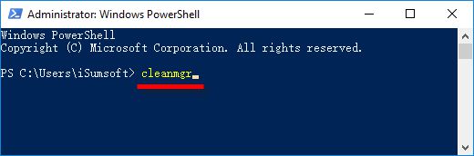 在 Powershell 中输入 cleanmgr