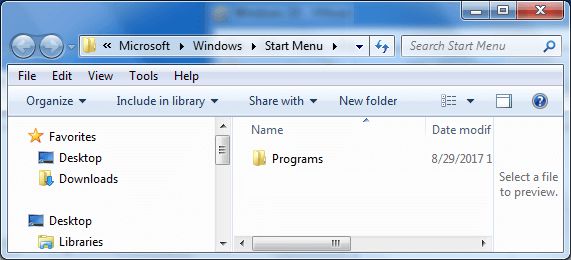 访问 Windows 7 中的“开始”菜单文件夹
