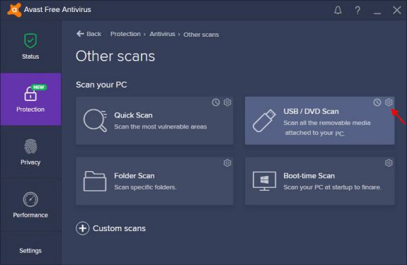 Avast 扫描连接到您 PC 的 U盘