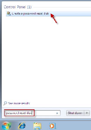 在 Windows 7 中创建密码重置盘