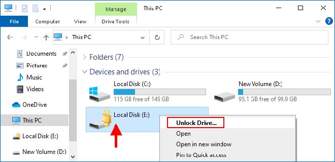 在Windows10中解锁BitLocker加密驱动器的5种方法