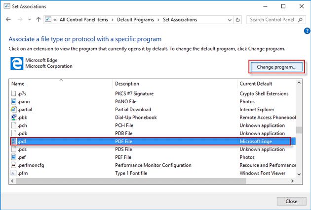 如何在Windows10中停止将Edge作为默认PDF查看器