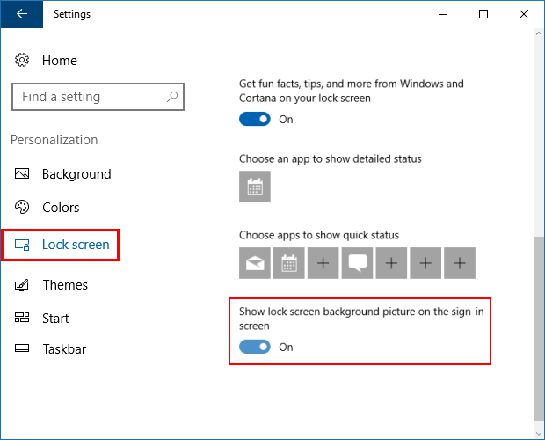 Win10在登录屏幕上显示或隐藏锁屏背景图像