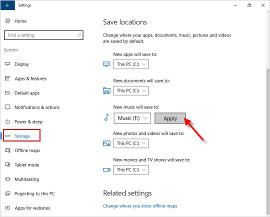 Windows10如何更改保存新内容的存储位置