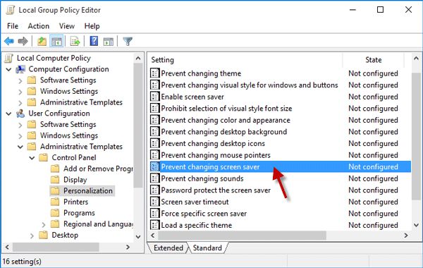 如何防止用户在Windows10中更改屏幕保护程序