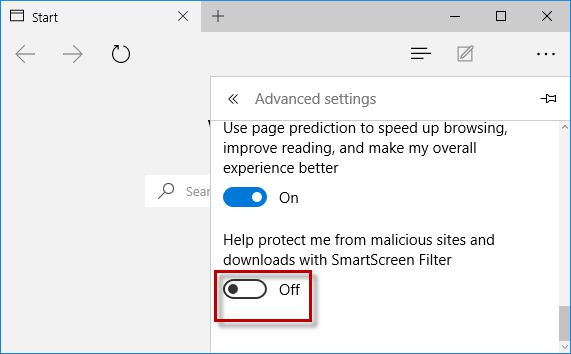 在Edge和Internet Explorer中关闭SmartScreen筛选器