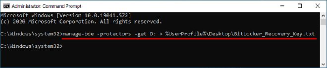 使用cmd备份bitlocker恢复密钥