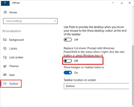 在 Win + X 菜单中使用 PowerShell 切换命令提示符