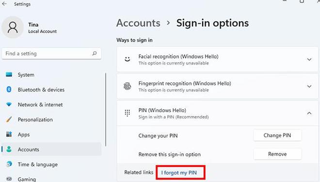 如何在Windows10/11中重置忘记的PIN码
