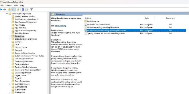如何开启或关闭域用户使用生物识别技术？Win11系统教程