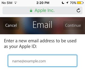 输入新的 Apple ID