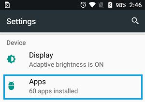 Android 设置屏幕上的应用程序选项卡