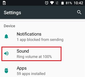 Android 手机设置屏幕上的声音选项