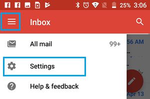 在 Android 手机上打开 Gmail 设置