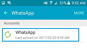 Android 手机上的 WhatsApp 帐户屏幕