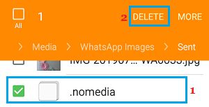 删除 WhatsApp 已发送文件夹中的 nomedia 文件